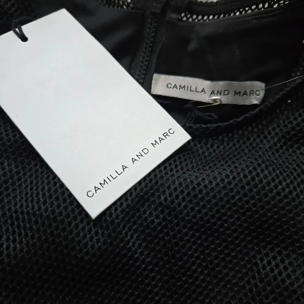 NWT Camilla and Marc Black Dress A-Line Mini Size 2 Scuba Net Top Night Out - Picture 16 of 16